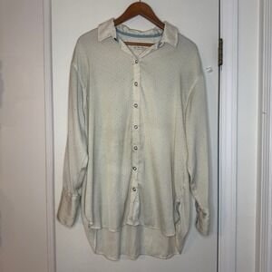 We The Free Women's Cream Polka Dot Button Down Long Sleeve Shirt - Small